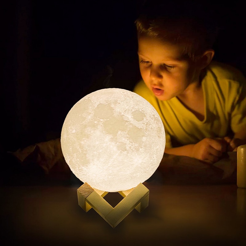 Rechargeable 3D Printed Moon Night Light