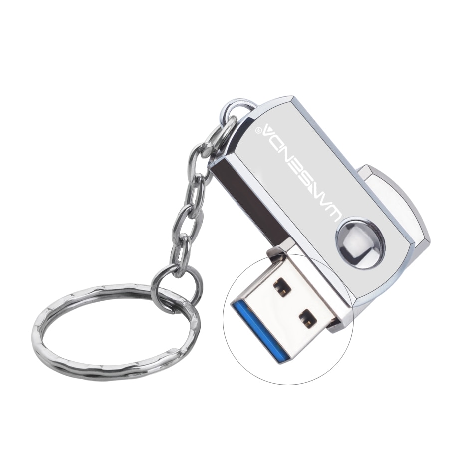 Stainless Steel USB 3.0 Flash Drive with Key Ring