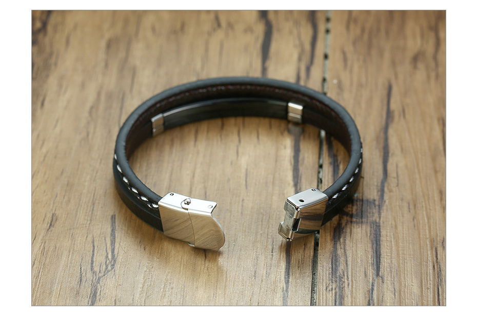 Men's Genuine Leather Personalize Bracelet
