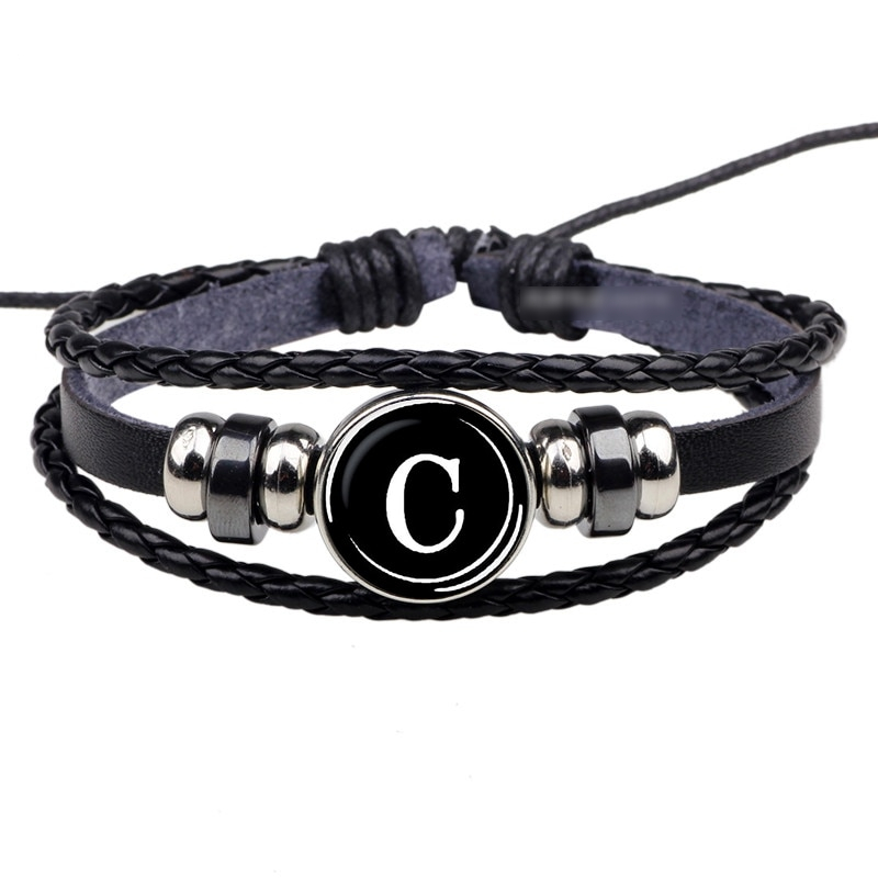 Men's Leather Personalized Bracelet with Symbol