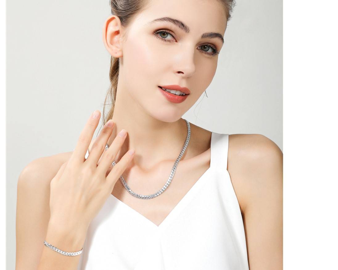 Women's 925 Sterling Silver Chain Necklace and Bracelet Set