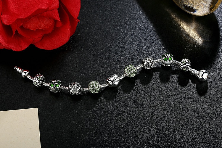 Women's Elegant Silver Beaded Bracelet