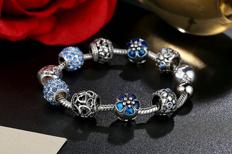 Women's Elegant Silver Beaded Bracelet