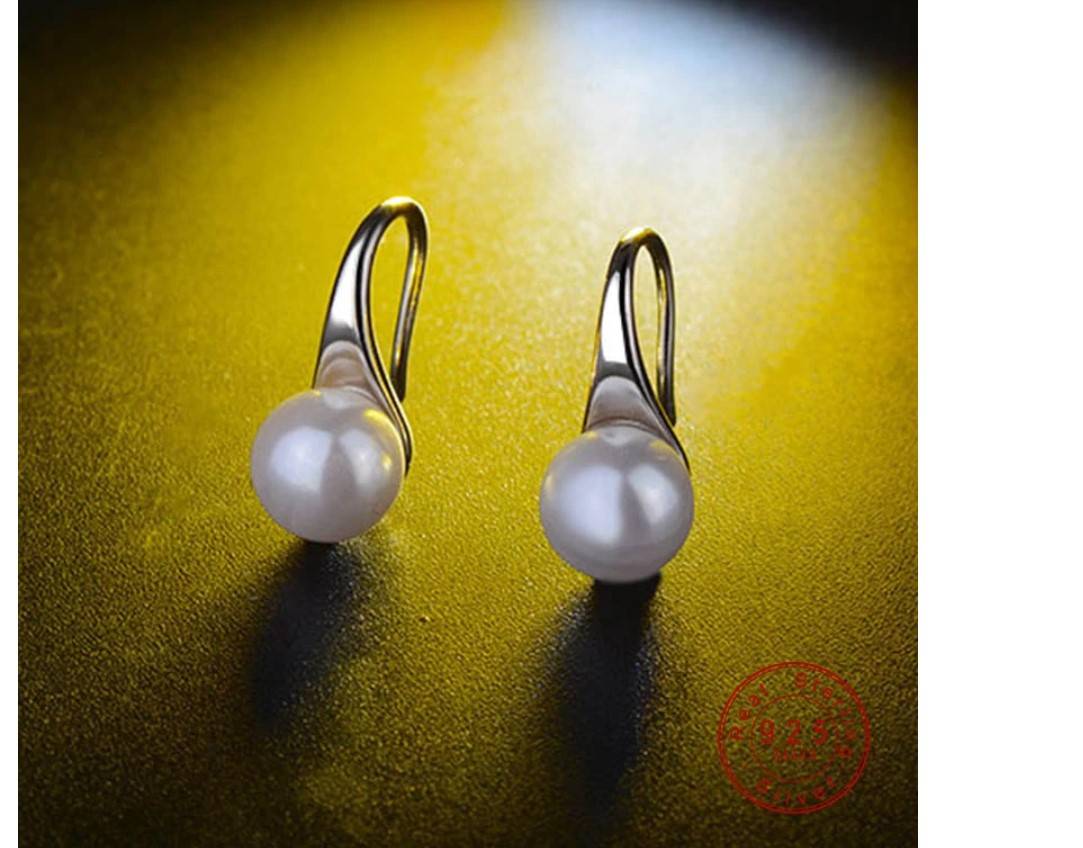 Women's 925 Sterling Silver Water Drop Pearl Earrings