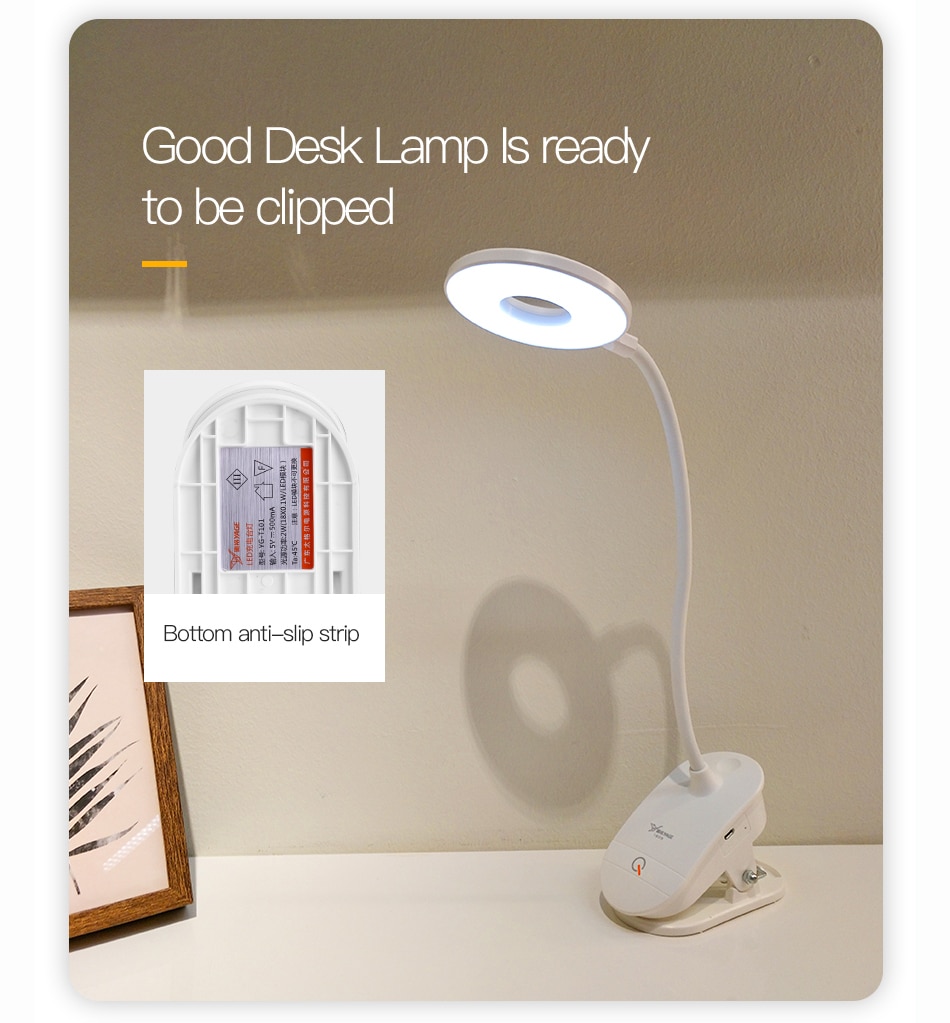 White Acrylic Desk Lamp with Clip