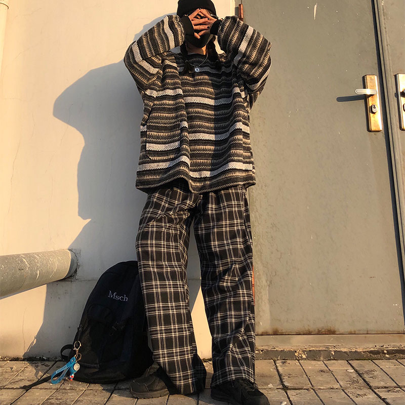 Pullovers Women Men Oversize Sweater Winter  Warm Hip Pop Ulzzang BF Unisex Casual Striped Knit Young Girls Fashion Retro Daily