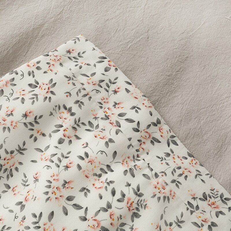 Syiwidii Vintage Floral Print Chiffon Long Skirts for Women Elastic High Waist Korean 2021 Spring Summer Black White Boho Skirt