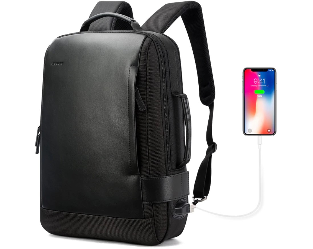 Men's Waterproof USB Backpack with Data Cable