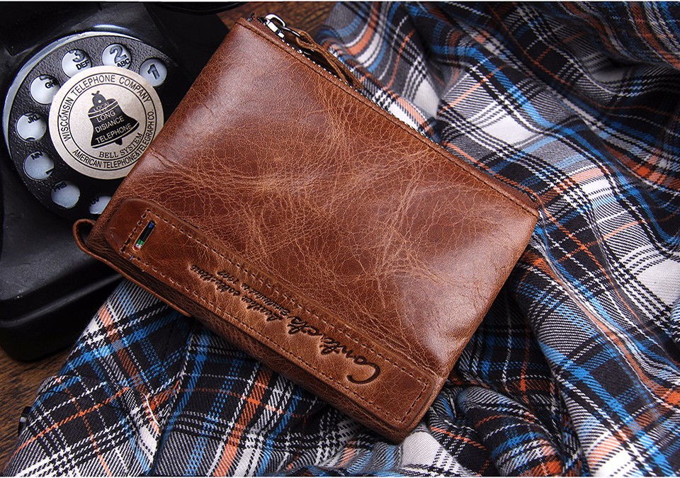 Men's Leather Wallet with Zipper