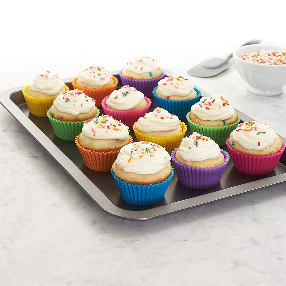 Colorful Round Shaped Silicone Cupcake Molds 12 pcs Set
