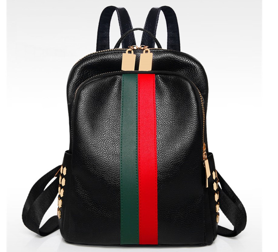 Women's Striped Eco-Leather Backpack