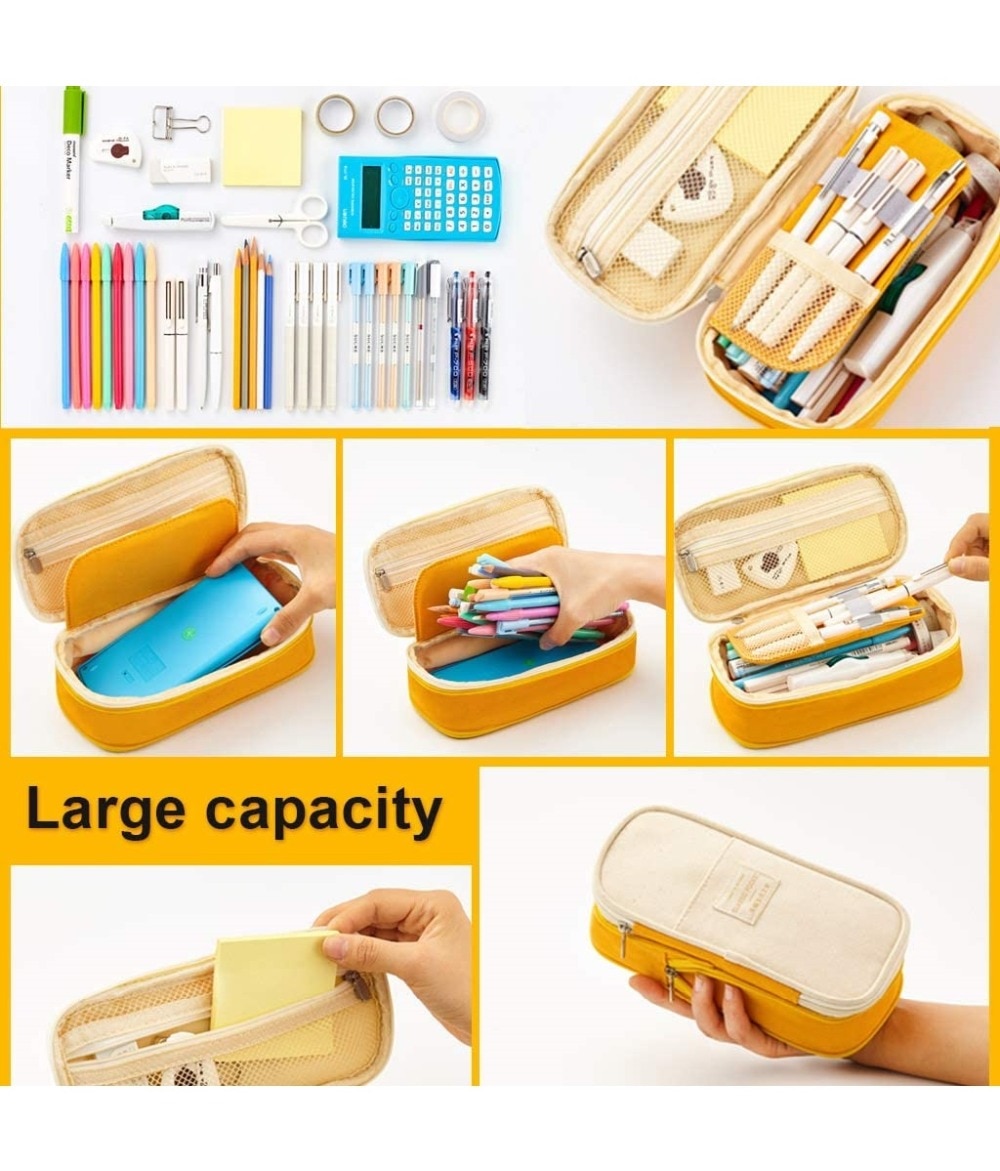 Angoo [C-Block] Classic Pocket Pen Pencil Case, Fold Canvas Stationery Storage Bag Organizer for Cosmetic Travel Student A6449