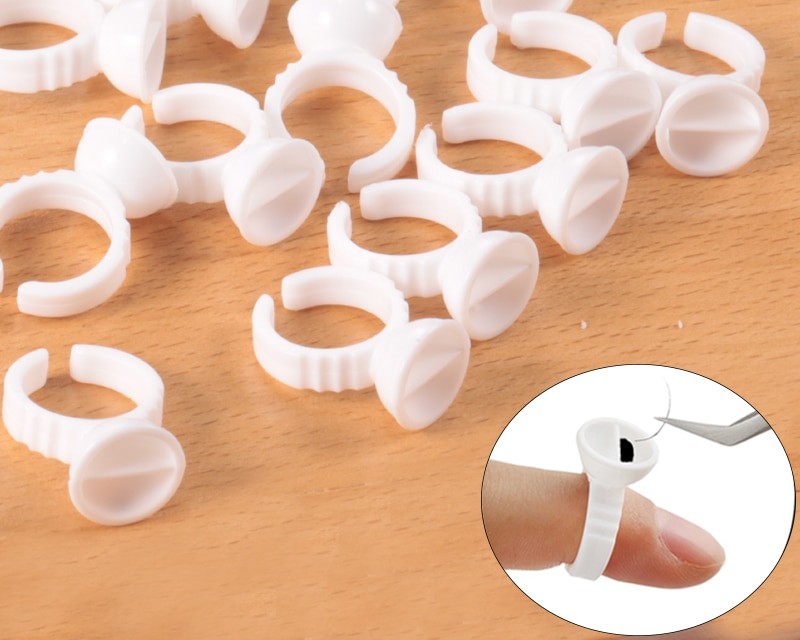 Disposable Eyelash Extension Glue Rings 50 / 100 Pcs Set