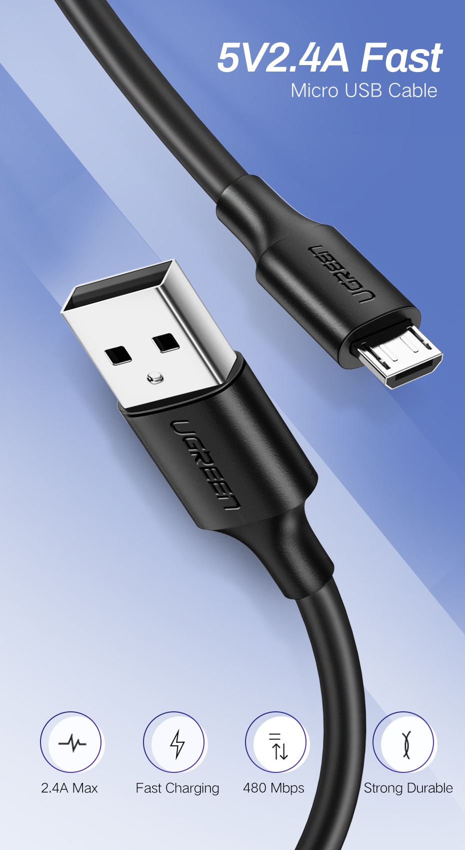Light Micro USB Cable for Phones and Tablets