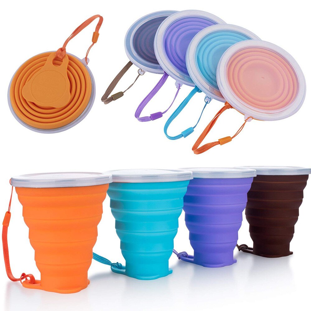 Colorful Folding Silicone Cup with Strap