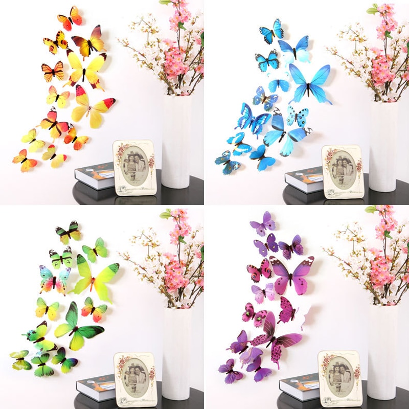 Colorful 3D Butterflies Wall Stickers Set
