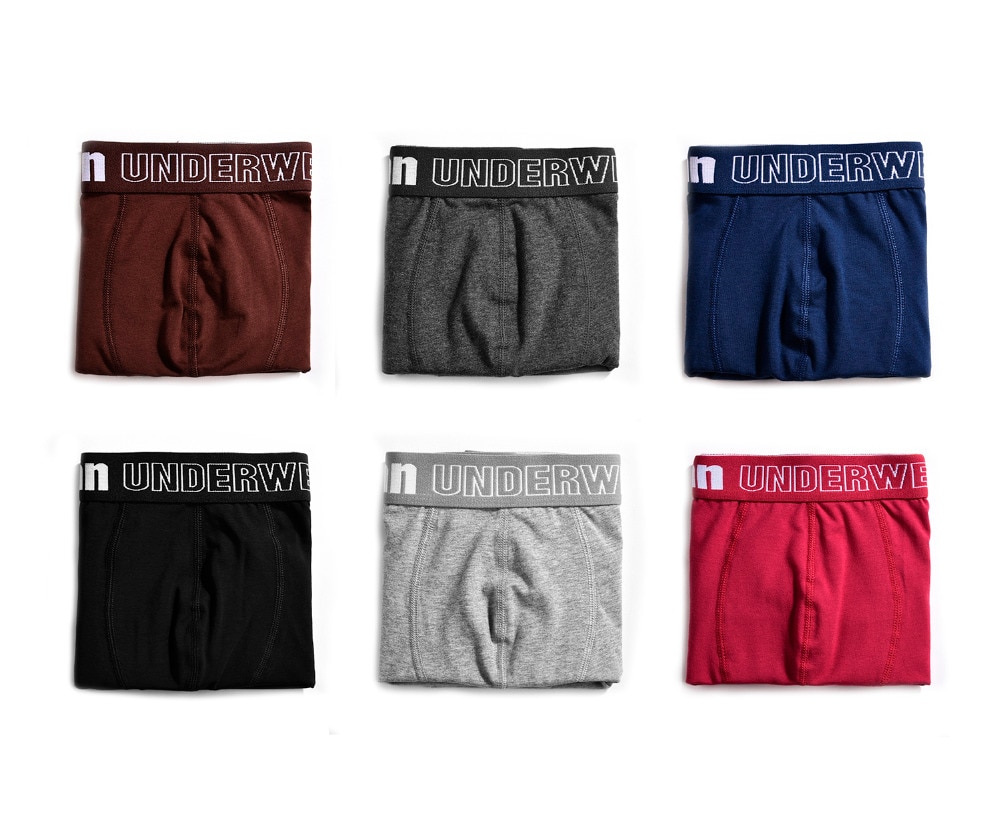 Men's Breathable Solid Color Boxers 4 pcs Set