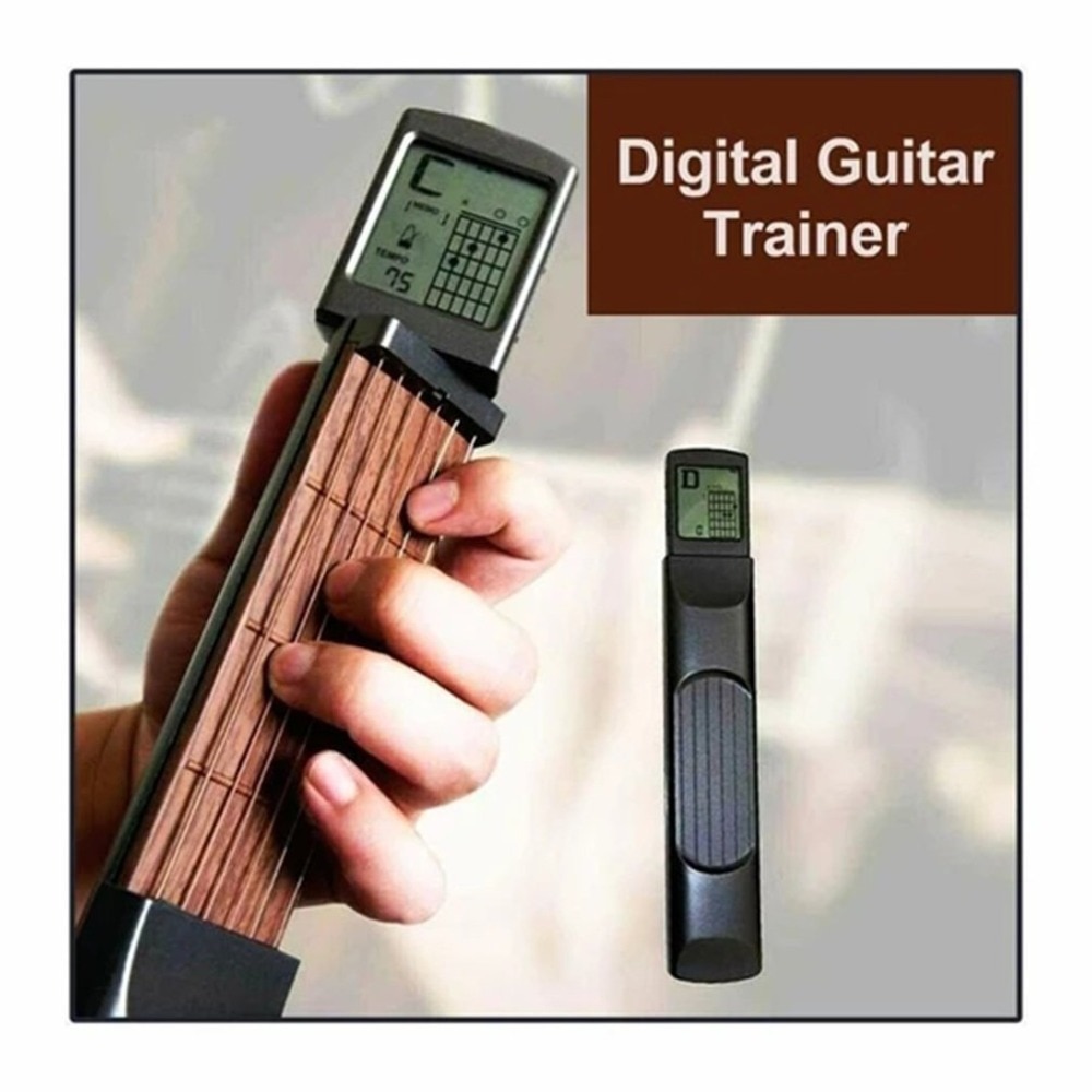 Pocket Guitar Chord Trainer Six Grade with LED Screen Display Beat Climbing Lattice Guitar Accessories Practical Pocket Guitar