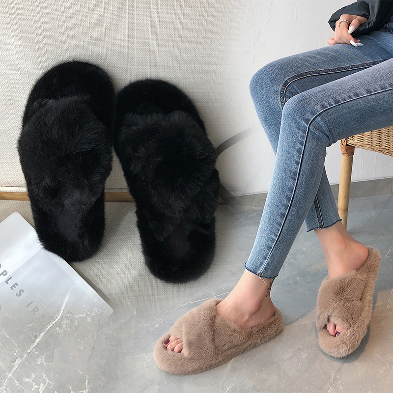 Women's Winter Fur Slippers for Home