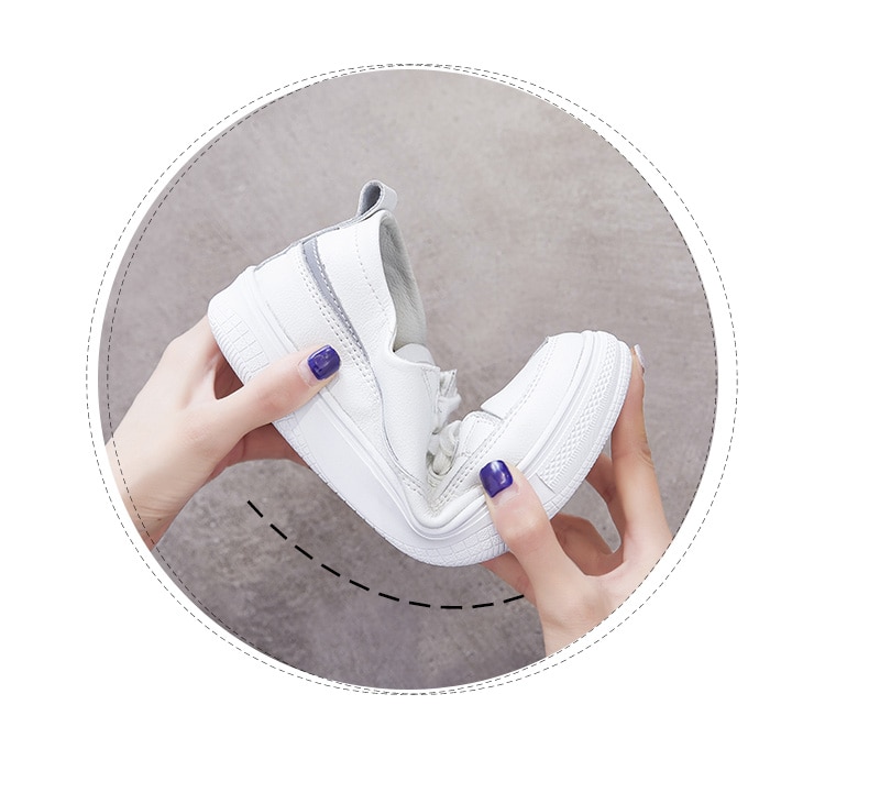 2021 White Sneakers Women Genuine Leather Fashion Women's Vulcanize Flats Shoes Casual Walking Shoes