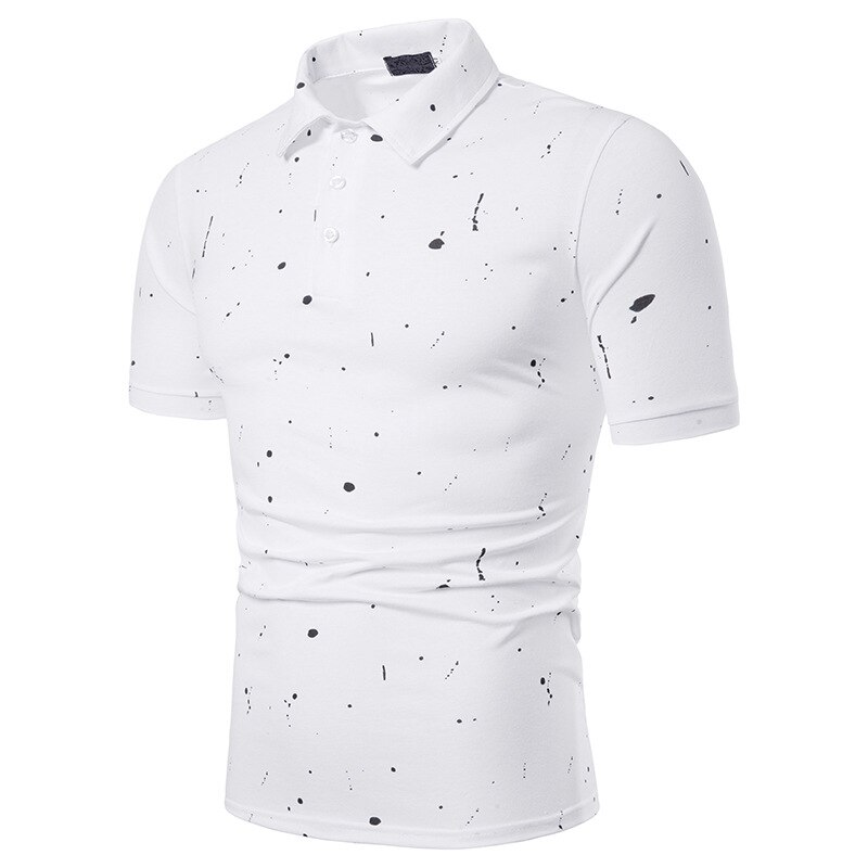 Covrlge New Simple Men Shirt Pure Color Paint Dot Decoration Lapel Casual Short Sleeve Poloshirt Short Sleeve Tee Tops MTP148