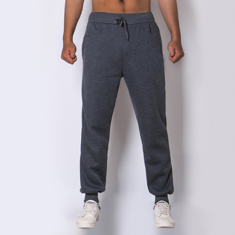 Autumn Casual Elastic Waist Male Trousers Joggers Sweatpants Solid Color Black Casual Gym Fitness Workout Running Long Pants