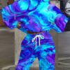2pcs autumn and winter series Women's full-print hoodie set with high-definition 3D printed patterns, made of comfortable polyester fiber, loose fit, soft, comfortable and elastic, machine washable, designed with warm material details, Christmas gift