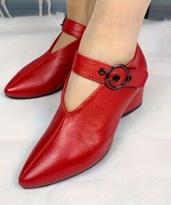 2023 Spring & Autumn New Arrival: British Fish-Mouth Buckle Fashionable Peep-Toe Block Heel Shoes for Women - Comfortable High Heels, All-Season Wear, No Printing, Water-Resistant, D'Orsay Style, Mid Heel, Made of Man-Made Materials, Inner and Sole Made of Rubber, Sexiest Look, Do Not Wash