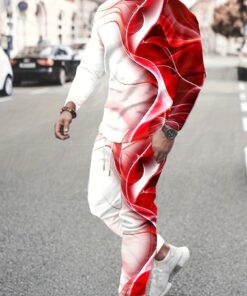 Black & White Men'S 2pcs Outfits, Casual Crew Neck Long Sleeve T-shirt And Drawstring Sweatpants Joggers Set For Winter Fall, Men'S Clothing