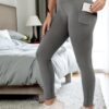 Women'S High-Waisted Fleece-Lined Leggings - Thick Winter Pants with Tummy Control & Hip Lift, 7/8 Length Full-Length Option, Solid Color (Navy/) - /, 4-Way Stretch for, & Casual Attire - Elegant Pants for Women