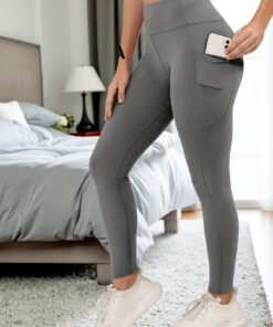 Women'S High-Waisted Fleece-Lined Leggings - Thick Winter Pants with Tummy Control & Hip Lift, 7/8 Length Full-Length Option, Solid Color (Navy/) - /, 4-Way Stretch for, & Casual Attire - Elegant Pants for Women