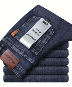 Men'S Classic Design Jeans, Semi-formal Stretch Jeans For Business