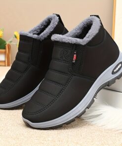 Women'S Winter Warm Fleece-Lined Snow Boots with Plush Collar & Non-Slip EVA Sole - Lightweight Cold-Proof Ankle Boots with Arch Support, Cushioned Insole & Soft Fabric Lining - Durable Casual Shoes for Ice, Snow & Everyday Winter Wear ()