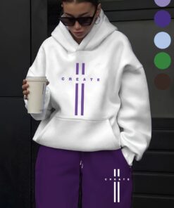 Plus Size - 0XL-5XL Women'S Casual Two-Piece Set Fashion Leisure Letter Pattern Print Set Women'S Autumn And Winter High-End Stylish Street Style Age-Reducing Fleece Lined Hoodie And Casual Sweatpants Two-Piece Set Hooded Set Women'S Outfit Top Gift