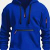 Winter Men's Casual Zipper Hoodie with Kangaroo Pocket - Thick and Warm Polyester for Autumn and Winter, Super Large Hoodie