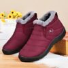 Women'S Simple Letter Print Snow Boots, Casual Slip-on Plush Lined Boots, Non-slip And Durable Comfortable Winter Ankle Boots