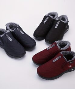 Women's High Quality Plush Lined Ankle Boots - Winter Warm Corduroy & Soft Rubber Sole, Lightweight Round Toe Booties Suitable for Snow, Ice, Travel, Casual Wear - Solid Color Boots