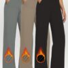 3pcs Autumn And Winter Women's Casual Straight-leg Pants, Women's Long Pants with Pockets And Elastic Belly Control, Winter Women's Yoga Sport Pants, Halloween Women's Warm Casual Pants, Local Warehouse Delivery, Casual Wear, Straightleg Design