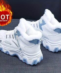 Women's Winter Snow Boots with Height Increase - Thickened Warm Plush Lining Short Boots, Round Toe Traction Sole & Upper - All- for Cold Weather, for students & Everyday Winter Wear ()