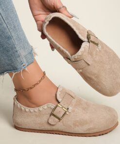 Women's French-Style Mary Jane Shoes - Slip-On/Buckle Closure (Buckle Not Shown) Round Toe Flat with Cushioned Insole & Rubber Sole, Casual & Dressy All-Season Flats for Jeans, Dresses, Skirts - Comfortable Casual Attire