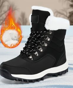 Women's Winter Snow Boots Warm Faux Fur Cold-Resistant Ankle Boots with Anti-Slip TPR Sole & Insole, Microfiber Upper for Outdoor Walking, Ice, Snow, Travel - Cozy Winter Footwear