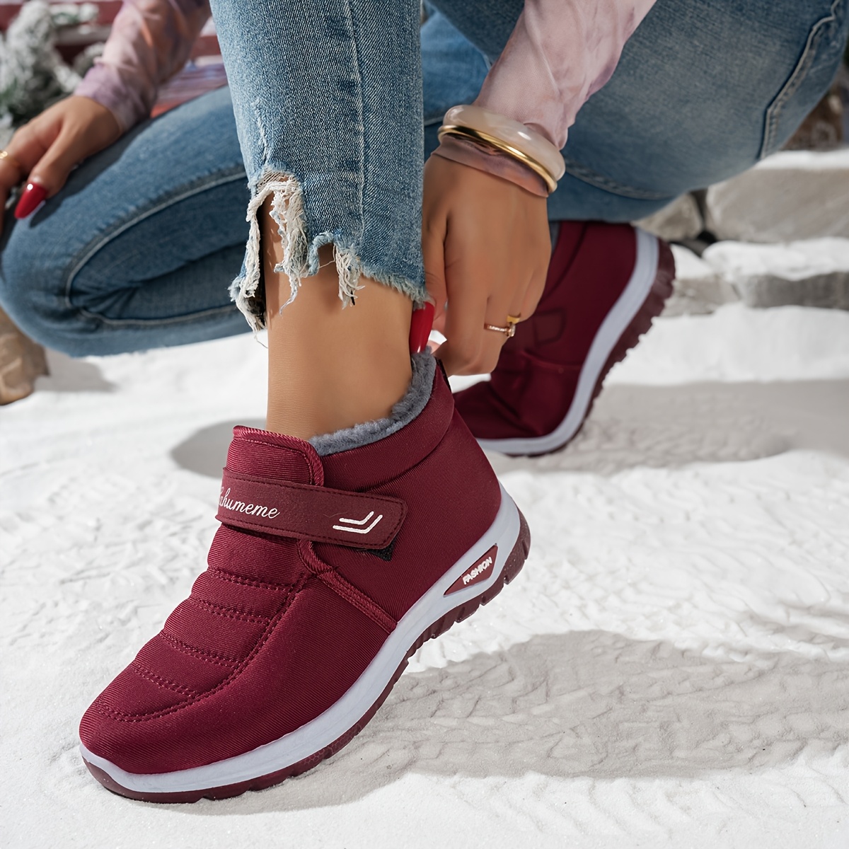 Women's Winter Snow Boots with Faux Fur Collar & Plush - Non-Slip Rubber Sole, Thick Warm &, Ice-Resistant Round Toe, Buckle Closure (No Zippers) - Heavy-Duty Cold Weather Boots for Ice, Snow, Driveways & Urban