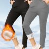 Ladies' Warm Sherpa Lined Women'S Leggings: Elastic And Comfortable]] Solid Color High Waisted Tight Fit With Fleece Pants - With Pockets, Winter Sports Fitness Yoga Running Pants, Warm High Waisted Casual Pants