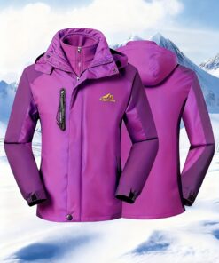Women'S 3-in-1 Winter Coats | Snow Ski Jacket, Fleece Lined, Windproof Hiking Hooded Coat, Multi-pocket, Winter Camping Parka, Wear Resistant, Snowboarding Warm Fleece Jacket, Stand Collar, Solid Color, Long Sleeve, Zipper Placket