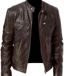 2023 Autumn/Winter New Zip-Up Cardigan Multi-Pocket PU Leather Slim-Fit Motorcycle Jacket Large Size Men's Leather Coat