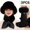 This Set of 3 Winter Warm Accessories Includes a Pair of Stylish Touchscreen Fingerless Gloves, a Thick Cross-Over Scarf, And a Plush Hat. Perfect for Cold Weather And Outdoor Activities, It Makes an Ideal Gift for Christmas Or Valentine'S Day.