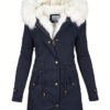 Women's -Lined Faux Fur Parka Jacket - Full-Length Winter Coat with Hood, High Quality Windproof Thermal Insulation, Elegant Cold-Weather Outerwear for Skiing, Snowboarding & Outdoor (Machine Washable)