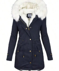 Women's -Lined Faux Fur Parka Jacket - Full-Length Winter Coat with Hood, High Quality Windproof Thermal Insulation, Elegant Cold-Weather Outerwear for Skiing, Snowboarding & Outdoor (Machine Washable)