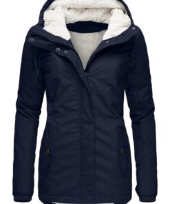 Women'S Hooded Winter Coat | Long Warm Fleeced Lined Long Jackets Thicken Fleece Jacket | Fur Hooded Military Parka Coat with Casual Style, Solid Color, Long Sleeve, Raglan Sleeve, No