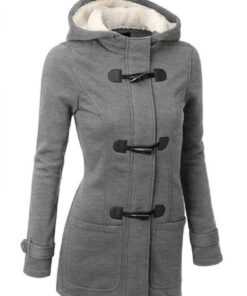 Women'S Elegant Winter Hooded Jacket - Black with Fur-like Lining, Front Zipper Closure & Button Details, Mid-Length Cold Weather Coat for Everyday & Formal Events - SCACTO Women'S Outerwear, Ladies Winter Coats, Seasonal Fashion, Classic Design, Quality Stitching, Professional Attire, Durable Fabric, Office Wear